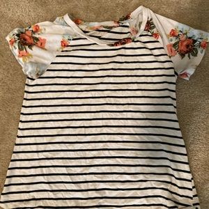 Floral/striped tee